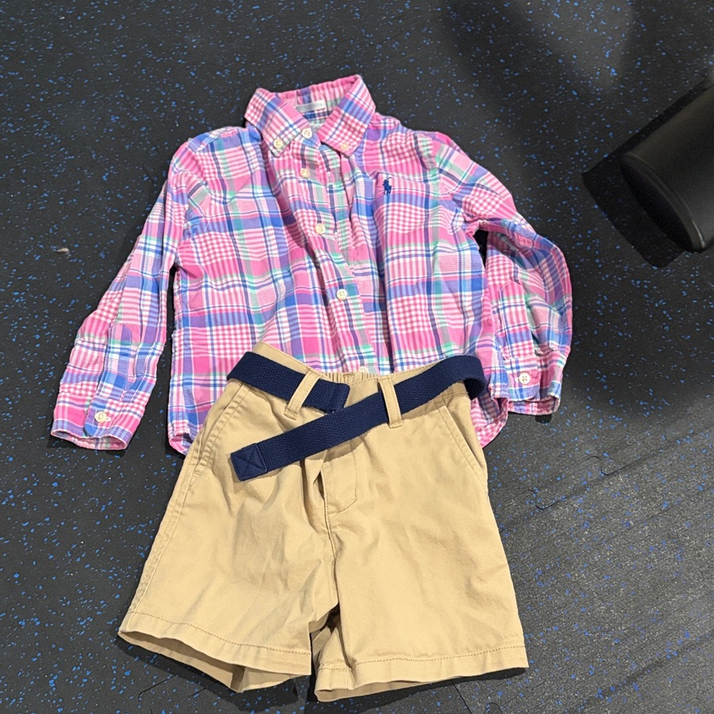 NWOT Ralph Lauren Shirt and Khaki Shorts Set